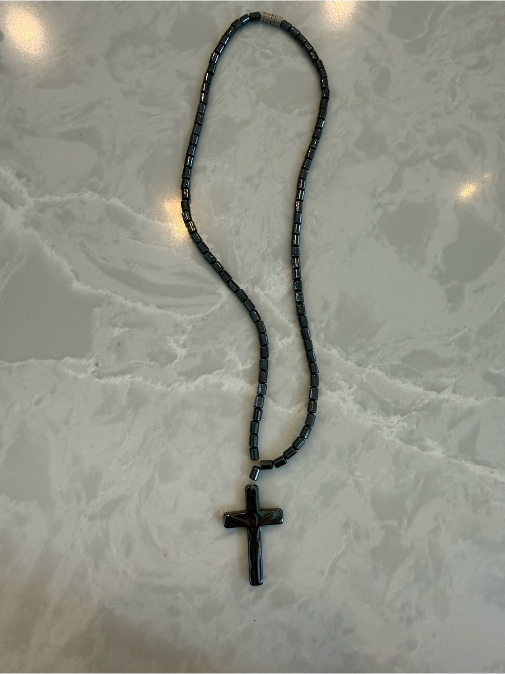 Black/Dark Grey Cross Bead Necklace